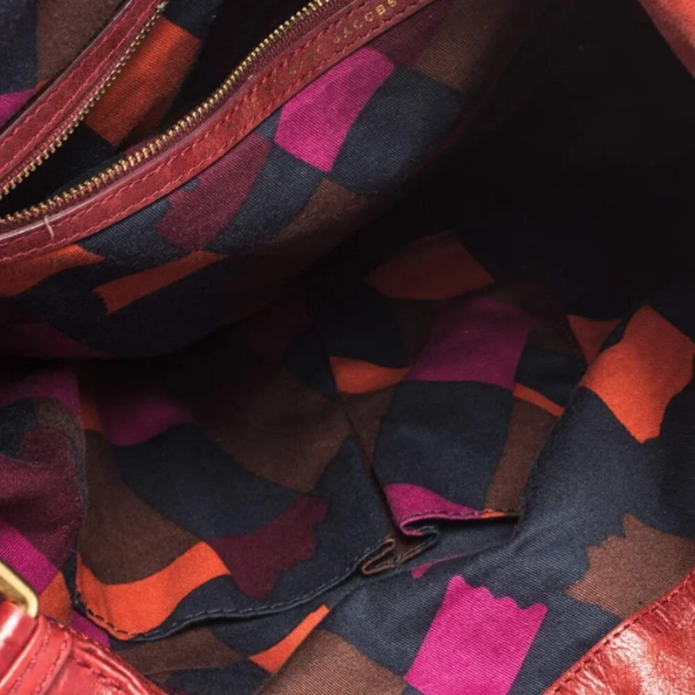 Marc Jacobs Classic Red Persimmon Q Hillier pleated Hobo Bag